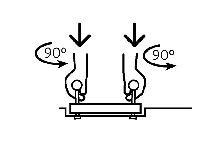 Insert both Safety Keys and turn to 90º so they lock into the back of the lid.