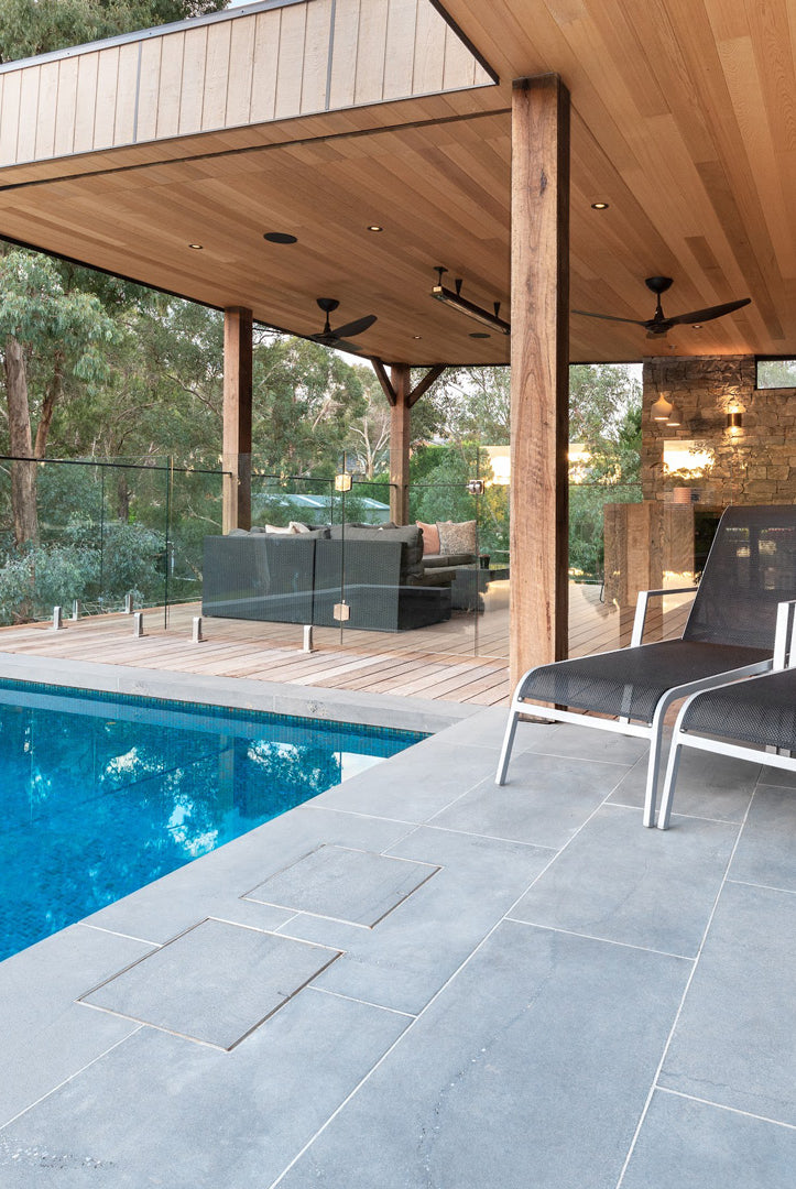 Two HIDE access covers side by side on the poolside