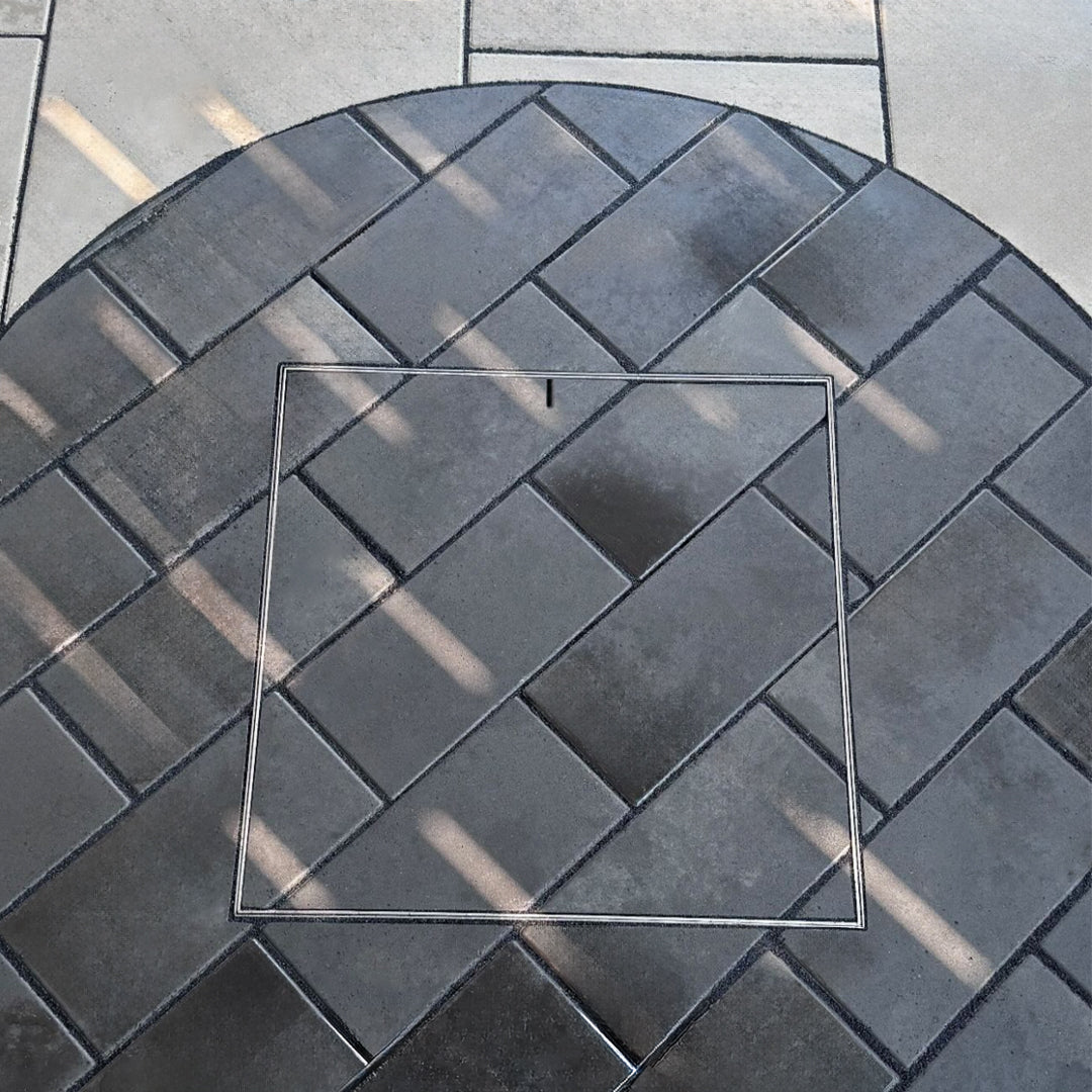 Large HIDE utility cover with matching diagonally tiled inlay