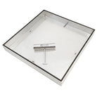 HIDE drain cover hardware showing frame, inlay tray and one safety key