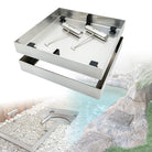 Square concrete infill cover shown with different infills in a montage