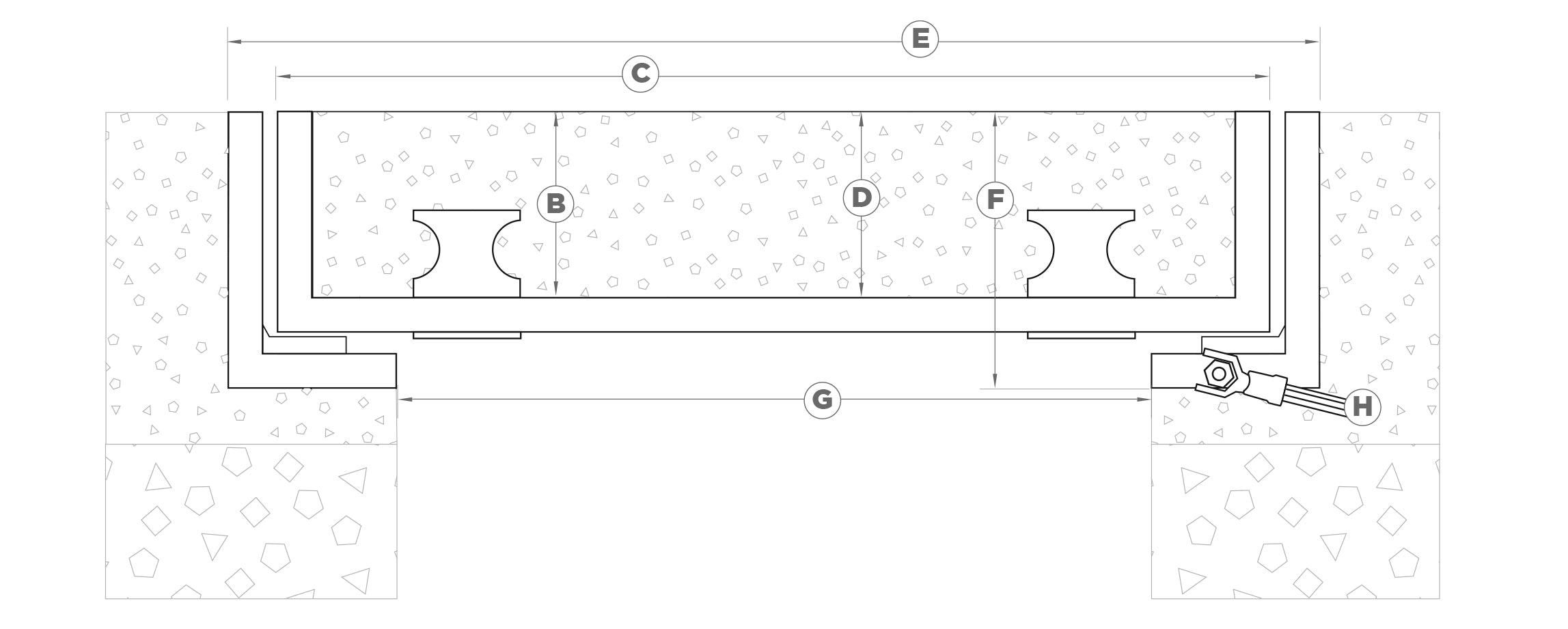 HIDE Access Cover for concrete technical drawing